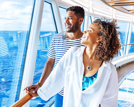 Couple on Princess cruise enjoying the sun on their faces