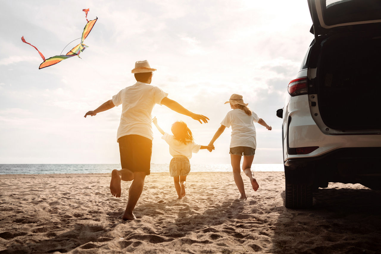 family at the beach