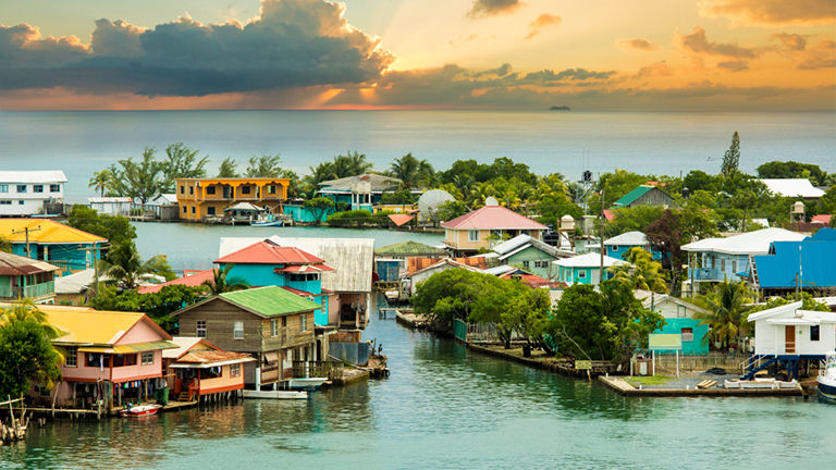 Oak Ridge area of Roatan Island, Honduras at sunrise.