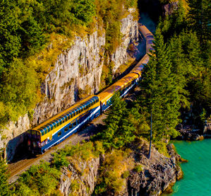 train on the edge of a mountain