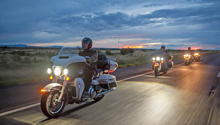 Group of motorcycle riders on Route 66 vacation.