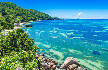 beautiful blue waters off island