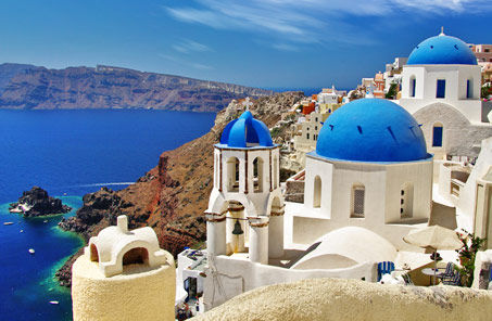 Greek village high above the waters