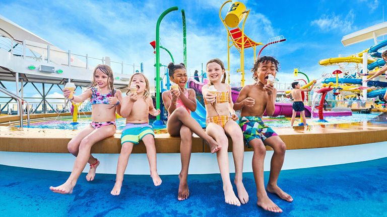 Children at the pool on the cruise ship.