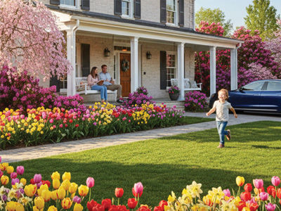 kid running through front yard while parents watch