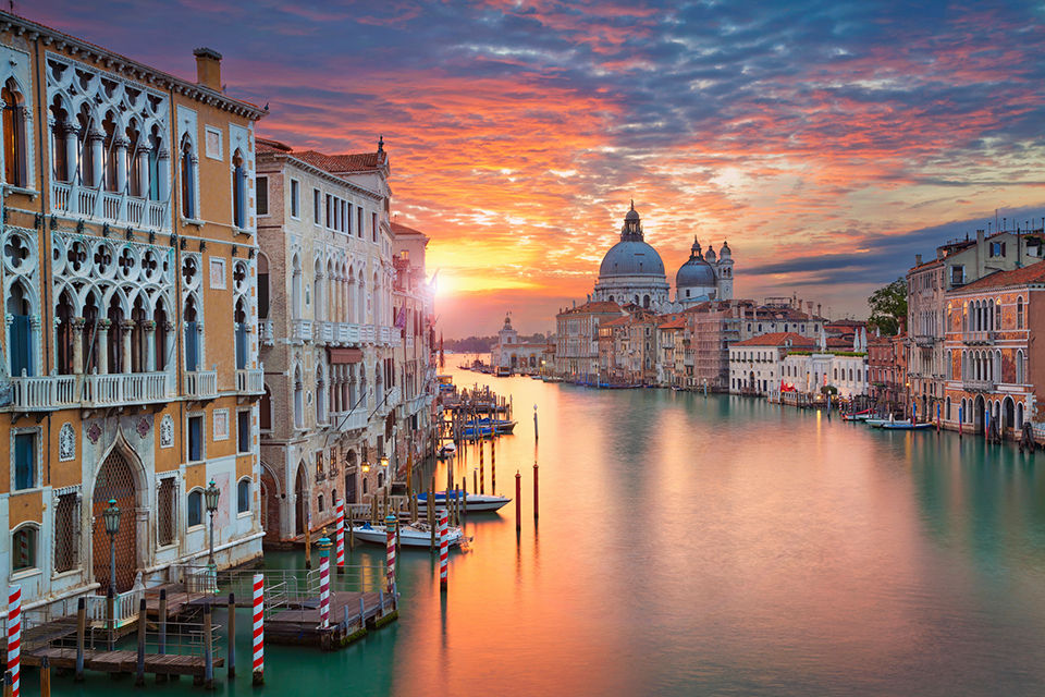 Sunset in Venice, Italy. 