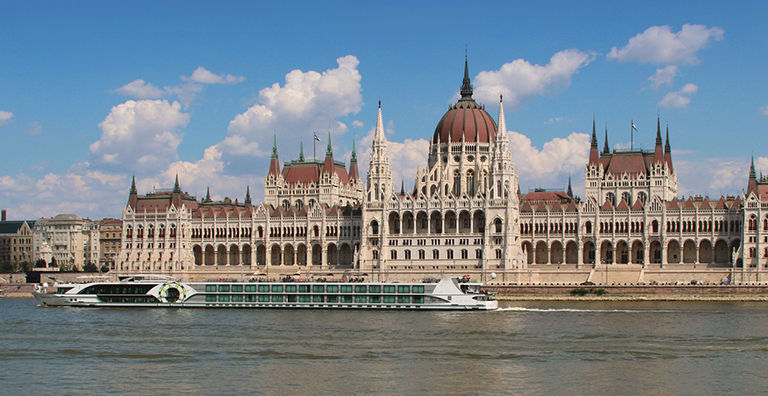 Tauck river cruise ship, Budapest, Hungary.