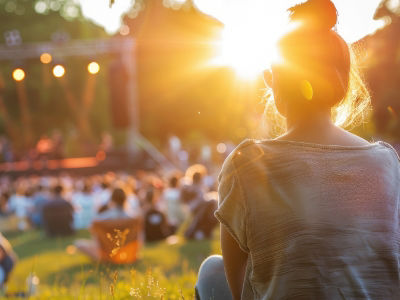 Lady enjoy the fresh air at a concert