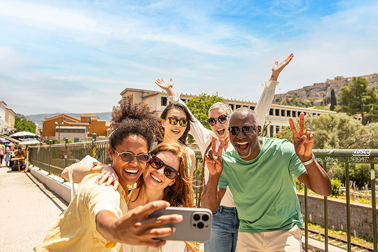 Trafalgar tour guests sightseeing in Athens.