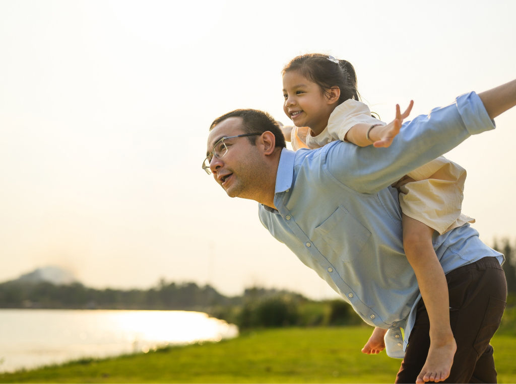 father and son outside