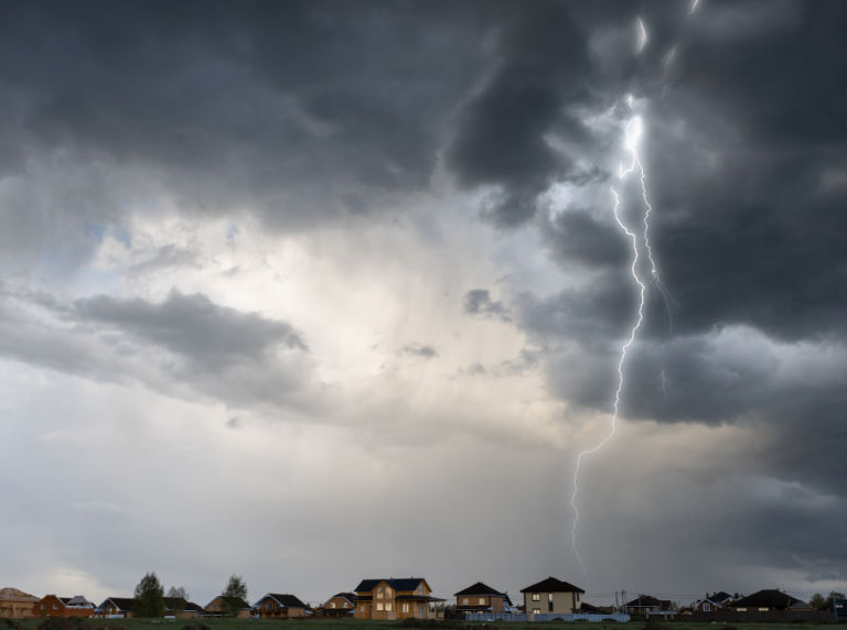 Lightning in a storm