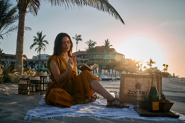 A woman relaxing on the beach