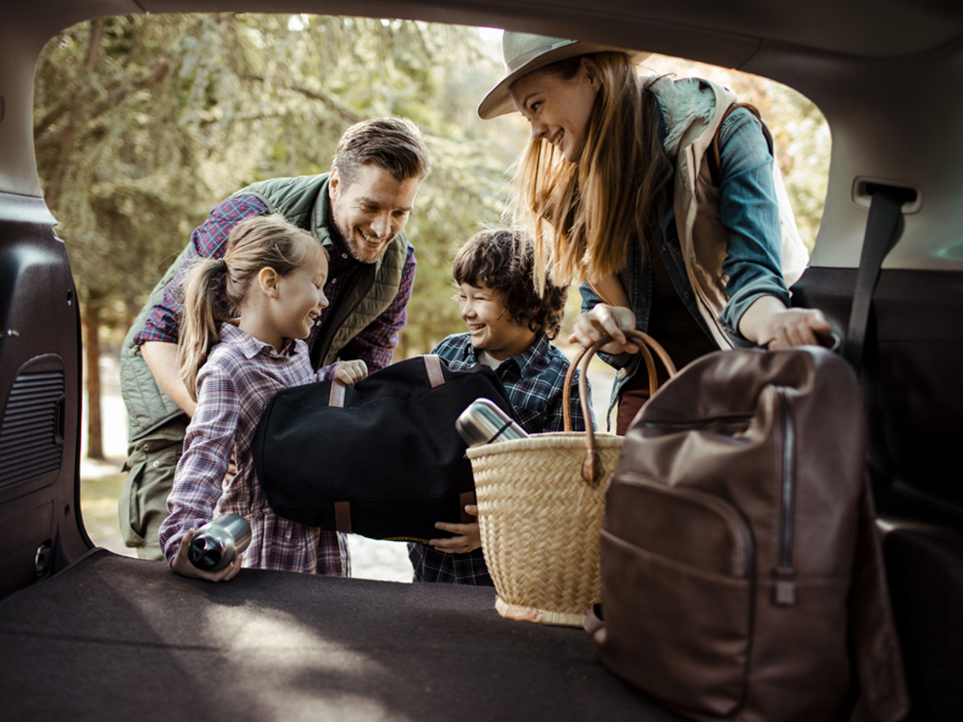 Family on road trip.