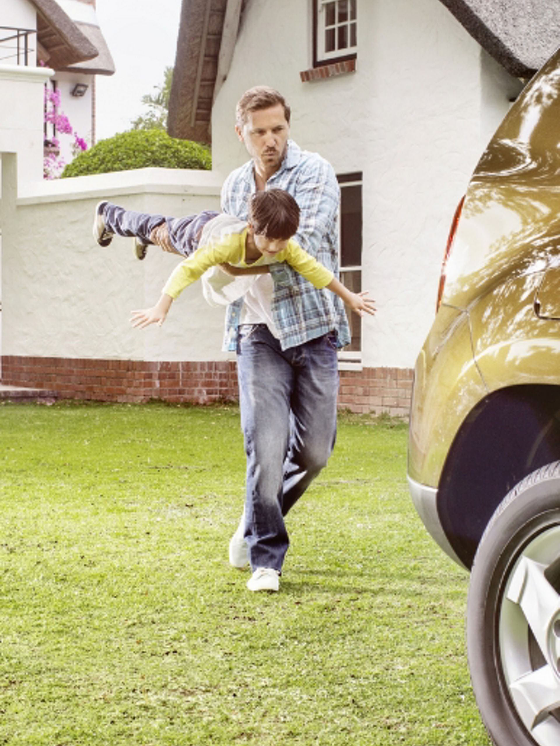 father and son outside